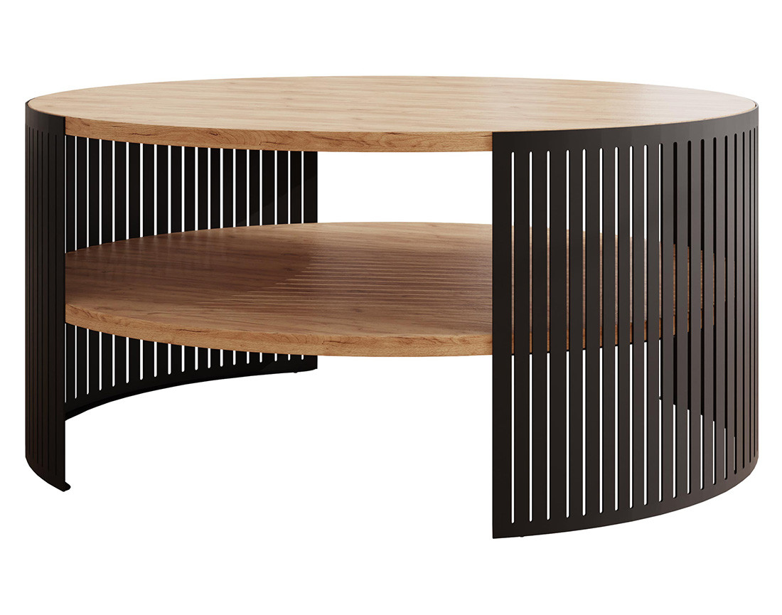 Table basse chêne naturel et noir 1 niche 75 cm Cruz