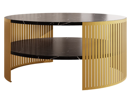 Table basse effet marbre noir et doré 1 niche 75 cm Cruz