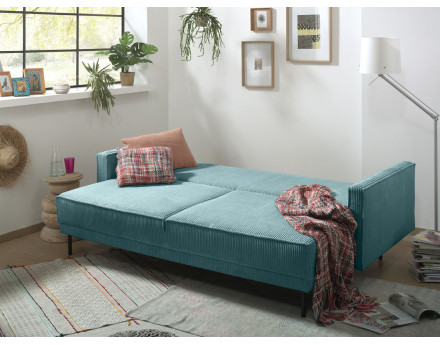 Canapé 3 places convertible avec coffre en velours côtelé Charlie