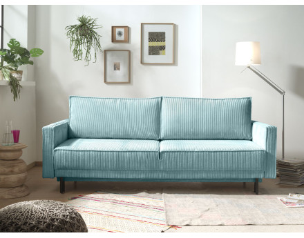 Canapé 3 places convertible avec coffre en velours côtelé Charlie