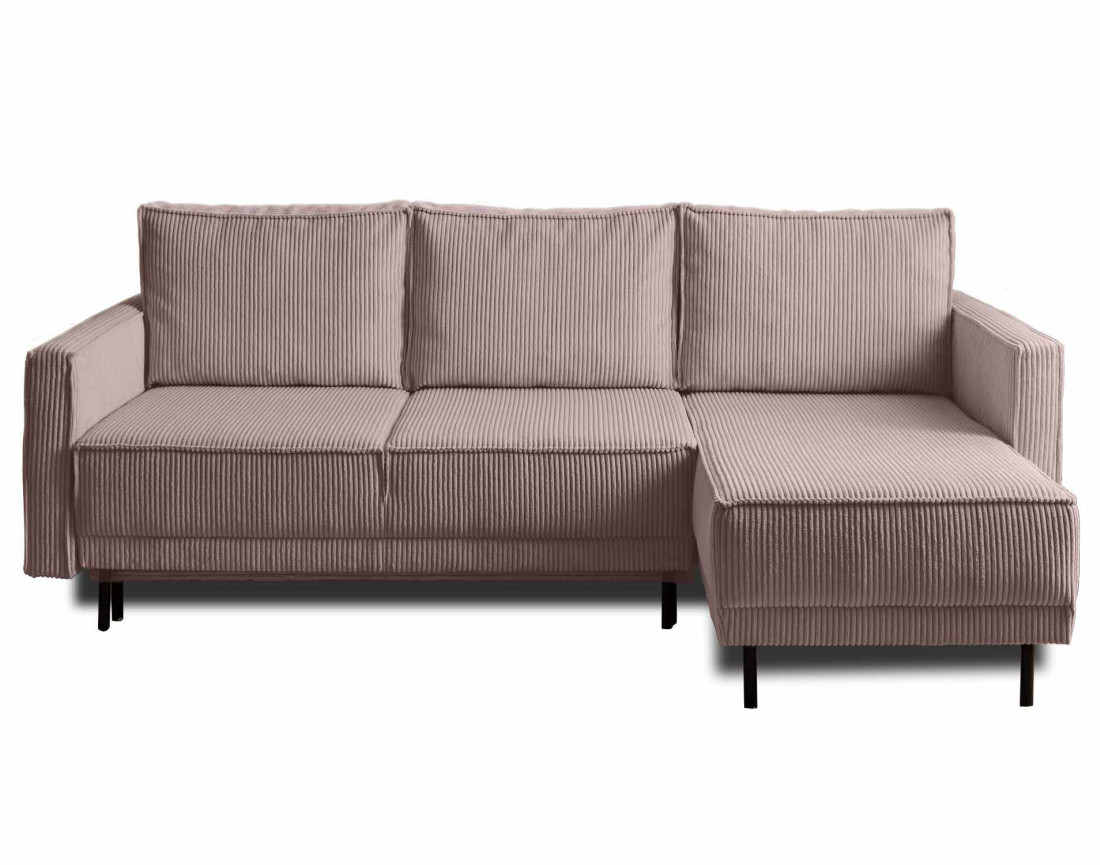 Canapé d'angle réversible 4 places convertible avec coffre en velours côtelé Charlie