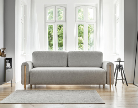 Canapé 3 places convertible avec coffre en tissu bouclette Glendale