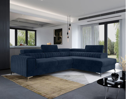 Canapé d'angle droit 5 places convertible avec coffre en velours Talisay