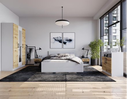 Table de chevet bois et blanc 40 cm Hayato