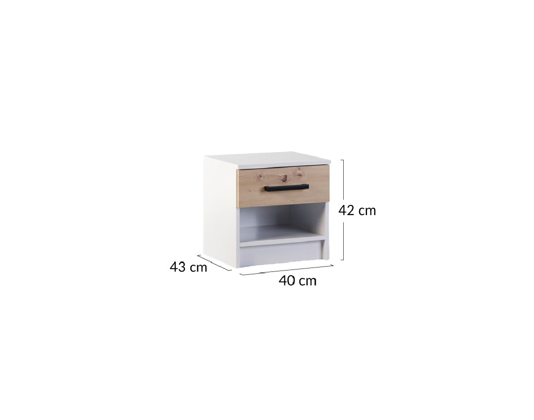 Table de chevet bois et blanc 40 cm Hayato