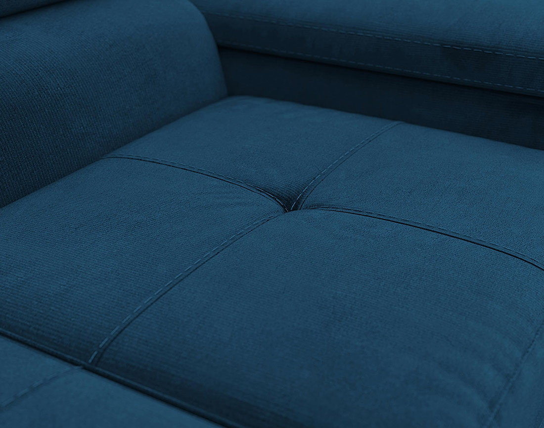 Canapé droit 2 places avec têtières ajustables en velours Pablo