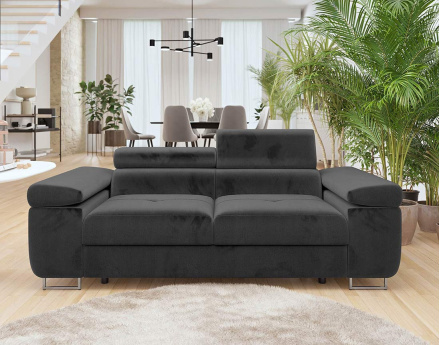 Canapé droit 2 places avec têtières ajustables en velours Pablo