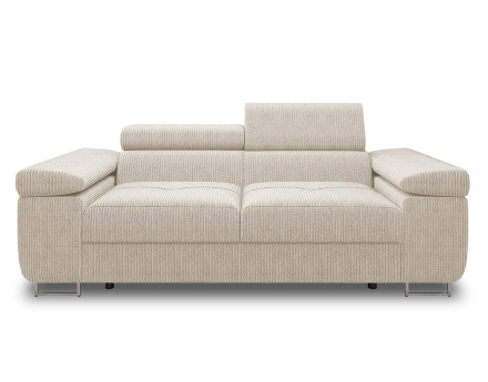 Canapé droit 2 places avec têtières ajustables en velours côtelé Pablo