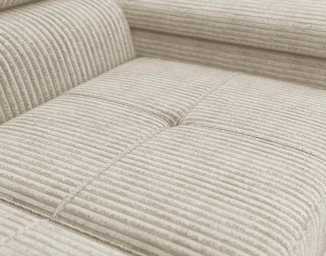 Canapé droit 2 places avec têtières ajustables en velours côtelé Pablo