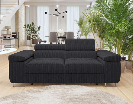 Canapé droit 2 places avec têtières ajustables en velours côtelé Pablo