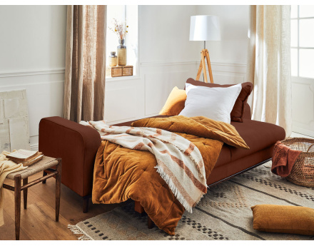 Canapé 3 places - convertible avec coffre en velours côtelé Albane