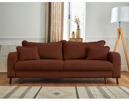 Canapé 3 places - convertible avec coffre en velours côtelé Albane