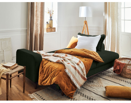 Canapé 3 places - convertible avec coffre en velours côtelé Albane