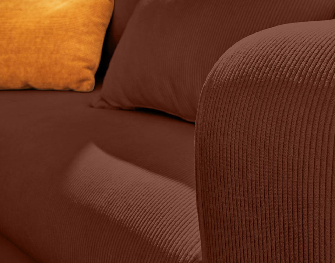 Canapé d'angle gauche 4 places convertible avec coffre en velours côtelé Albane