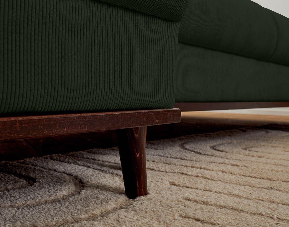 Canapé panoramique en U 7 places convertible avec coffre en velours côtelé Albane