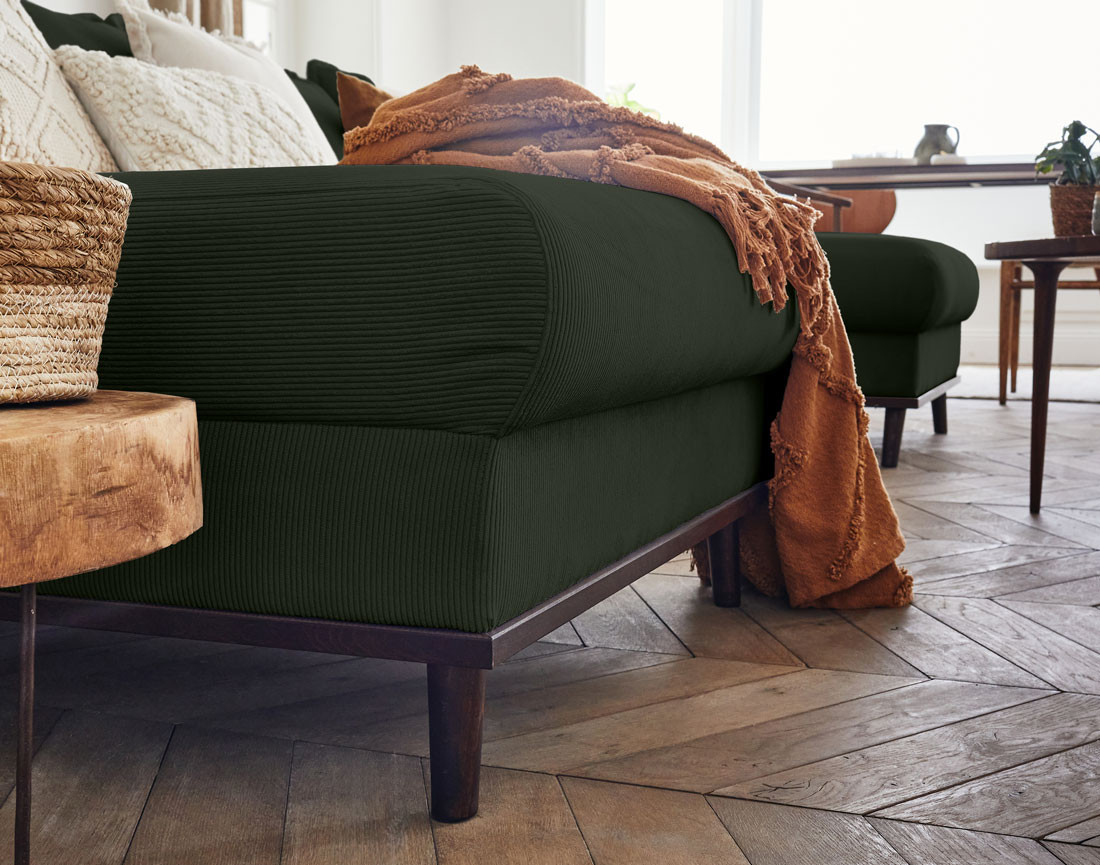 Canapé panoramique en U 7 places en velours côtelé Albane