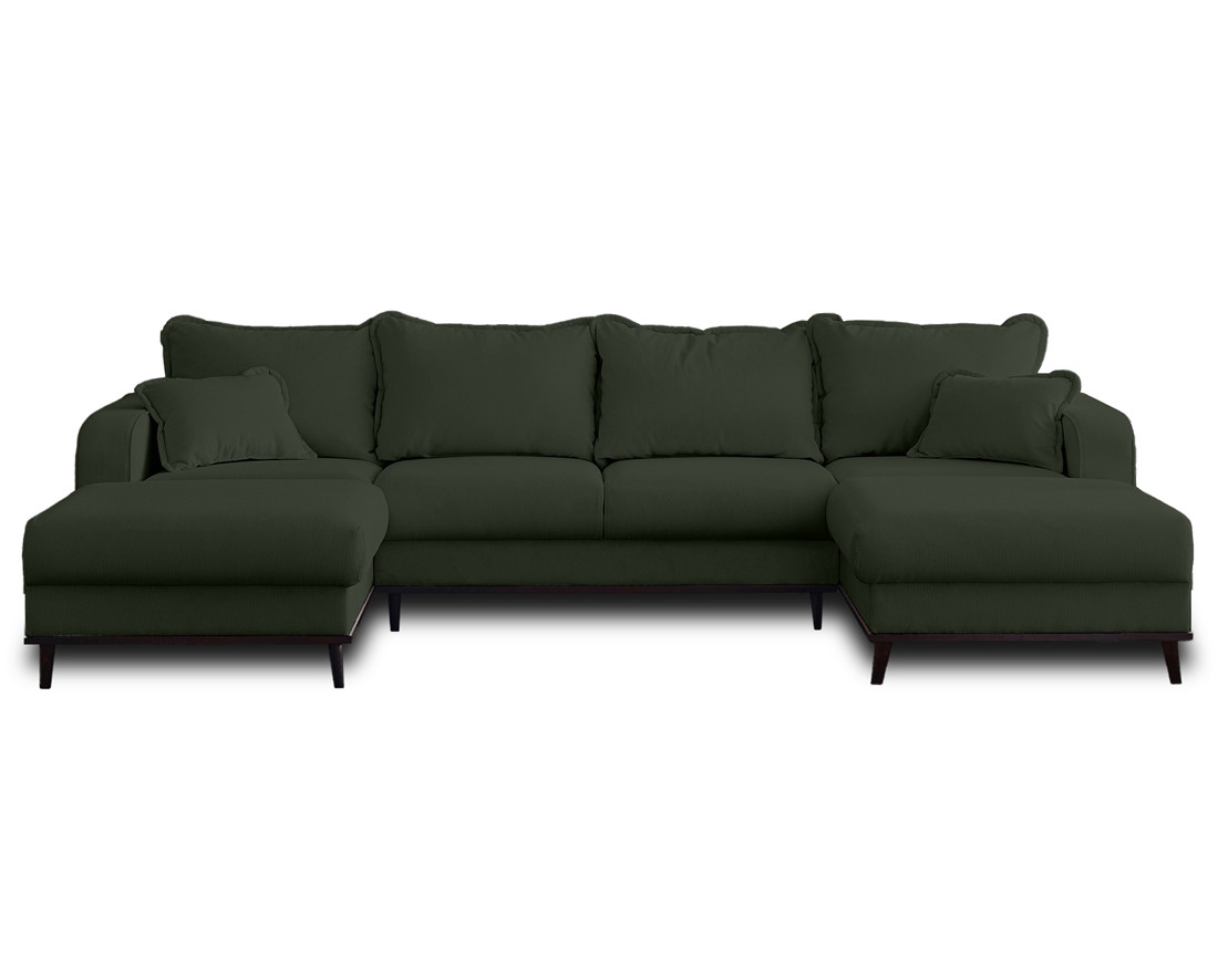 Canapé panoramique en U 7 places en velours côtelé Albane