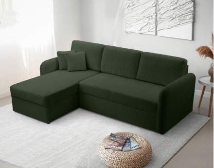 Canapé d'angle 4 places convertible en tissu bouclette Pocatello