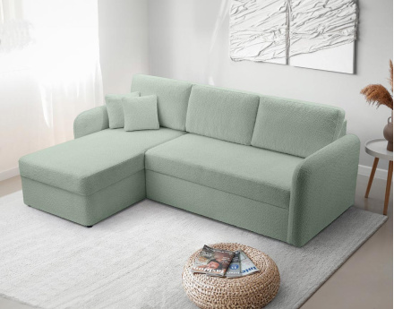 Canapé d'angle 4 places convertible en tissu bouclette Pocatello