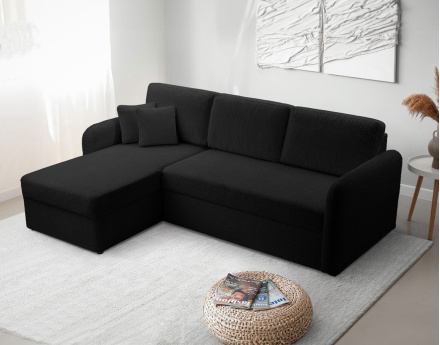 Canapé d'angle 4 places convertible en tissu bouclette Pocatello