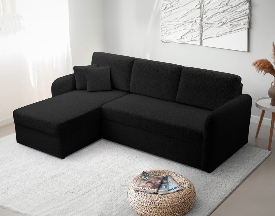 Canapé d'angle 4 places convertible en tissu bouclette Pocatello