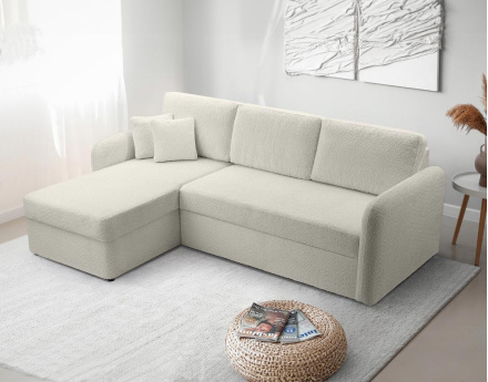 Canapé d'angle 4 places convertible en tissu bouclette Pocatello