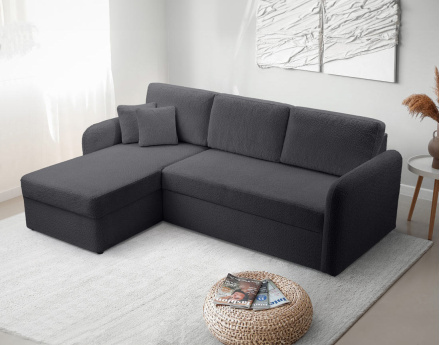 Canapé d'angle 4 places convertible en tissu bouclette Pocatello