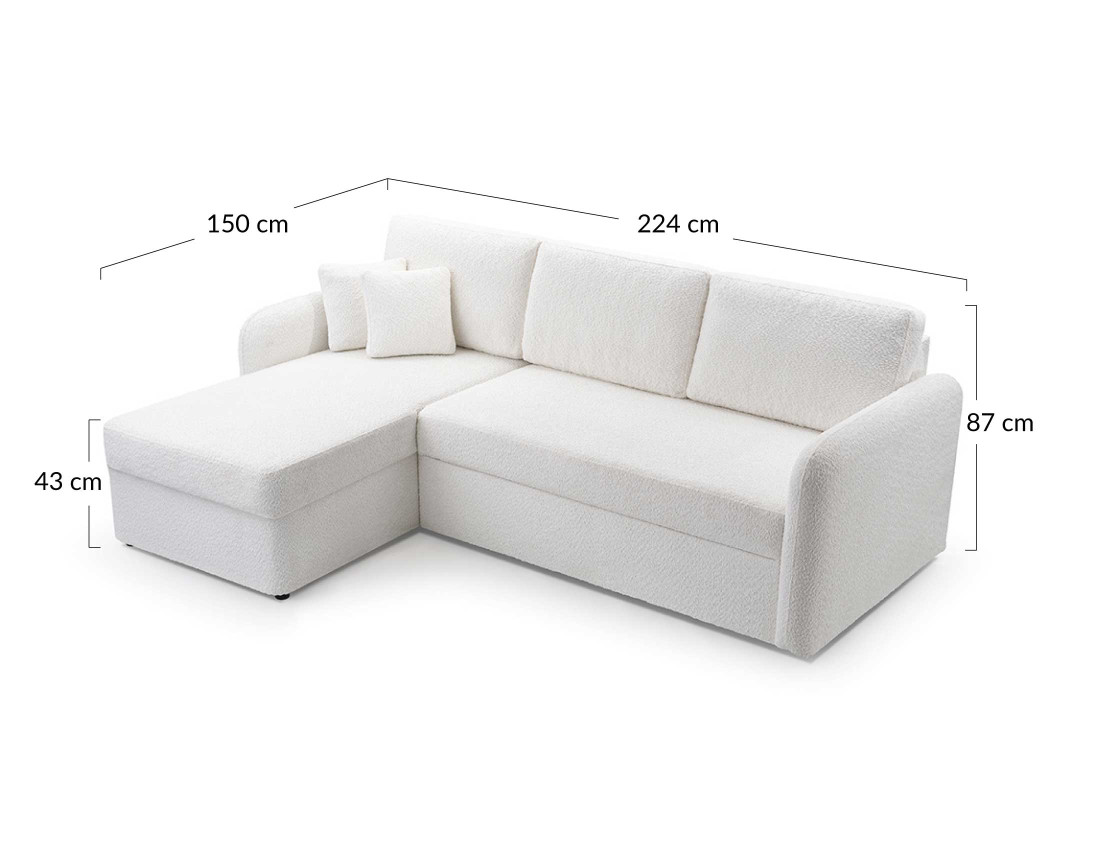 Canapé d'angle 4 places convertible en tissu bouclette Pocatello