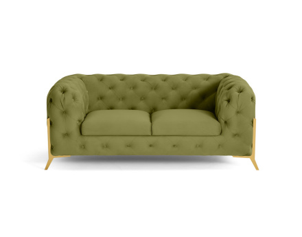 Canapé 2 places chesterfield en velours pieds en métal doré Camden