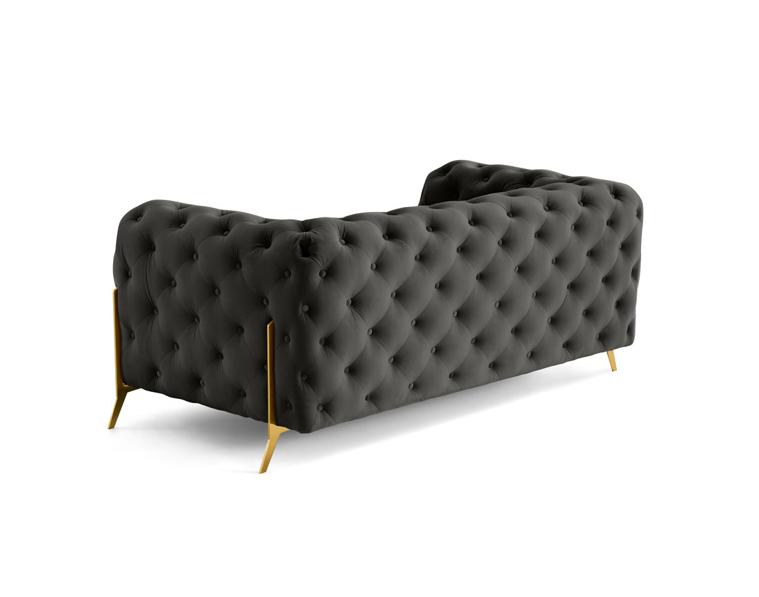 Canapé 2 places chesterfield en velours pieds en métal doré Camden