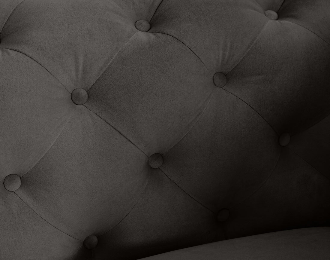 Canapé 2 places chesterfield en velours pieds en métal doré Camden