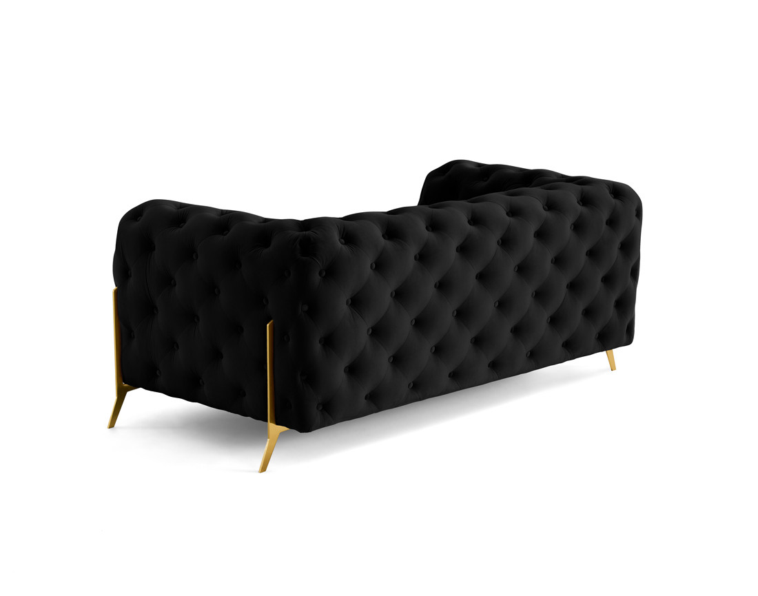 Canapé 2 places chesterfield en velours pieds en métal doré Camden