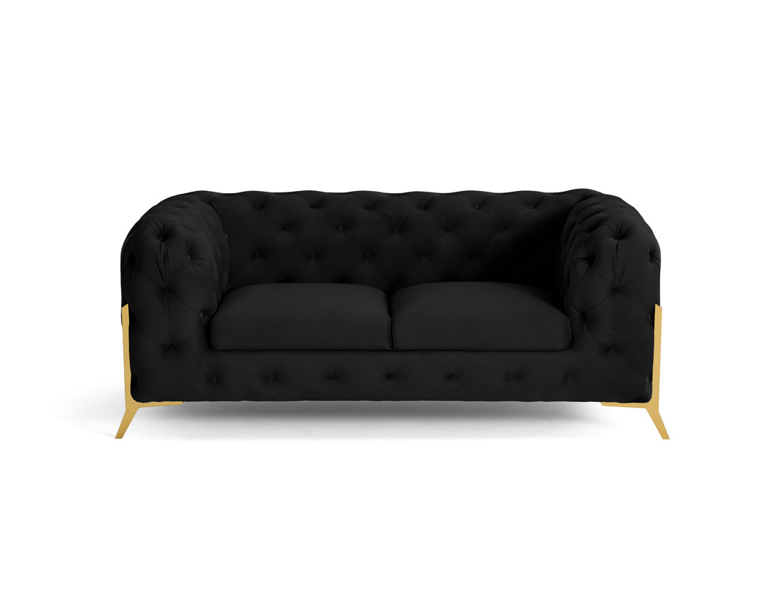 Canapé 2 places chesterfield en velours pieds en métal doré Camden