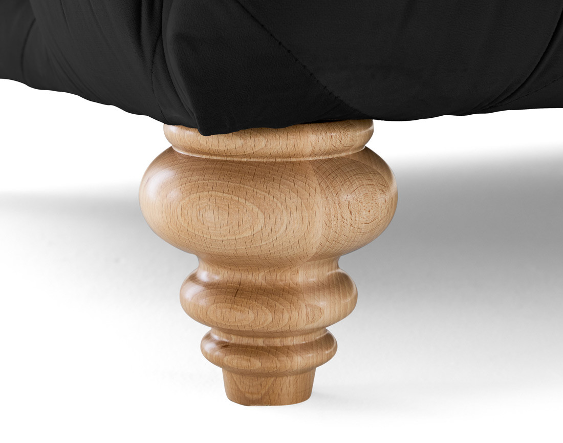 Canapé 3 places chesterfield en velours pieds bois Walter