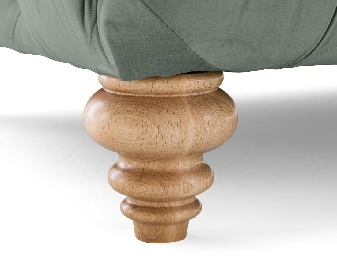 Canapé 2 places chesterfield en velours pieds bois Walter