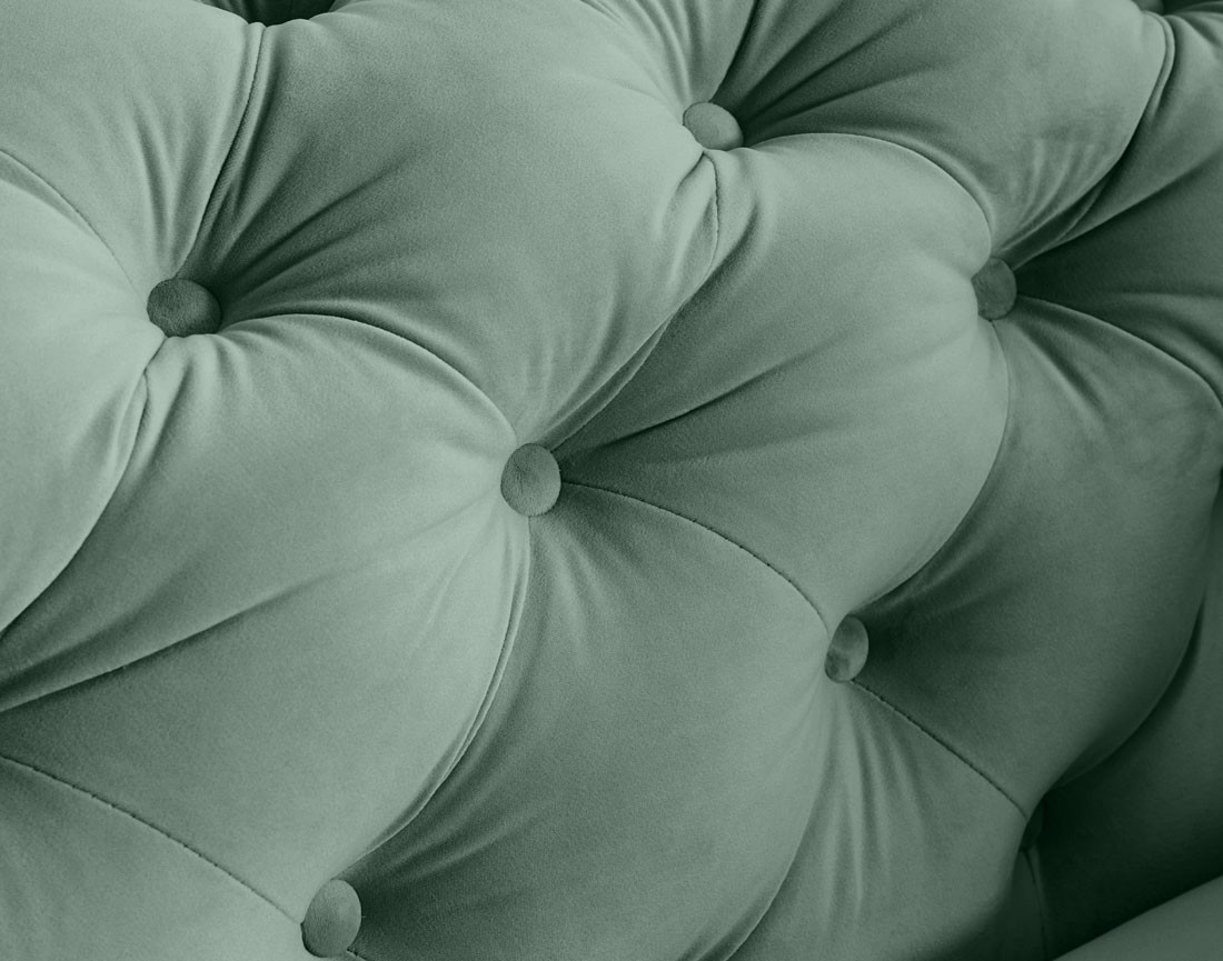 Canapé 2 places chesterfield en velours pieds bois Walter