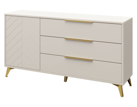 Buffet bas beige 3 tiroirs et 1 porte 154 cm Boccioni
