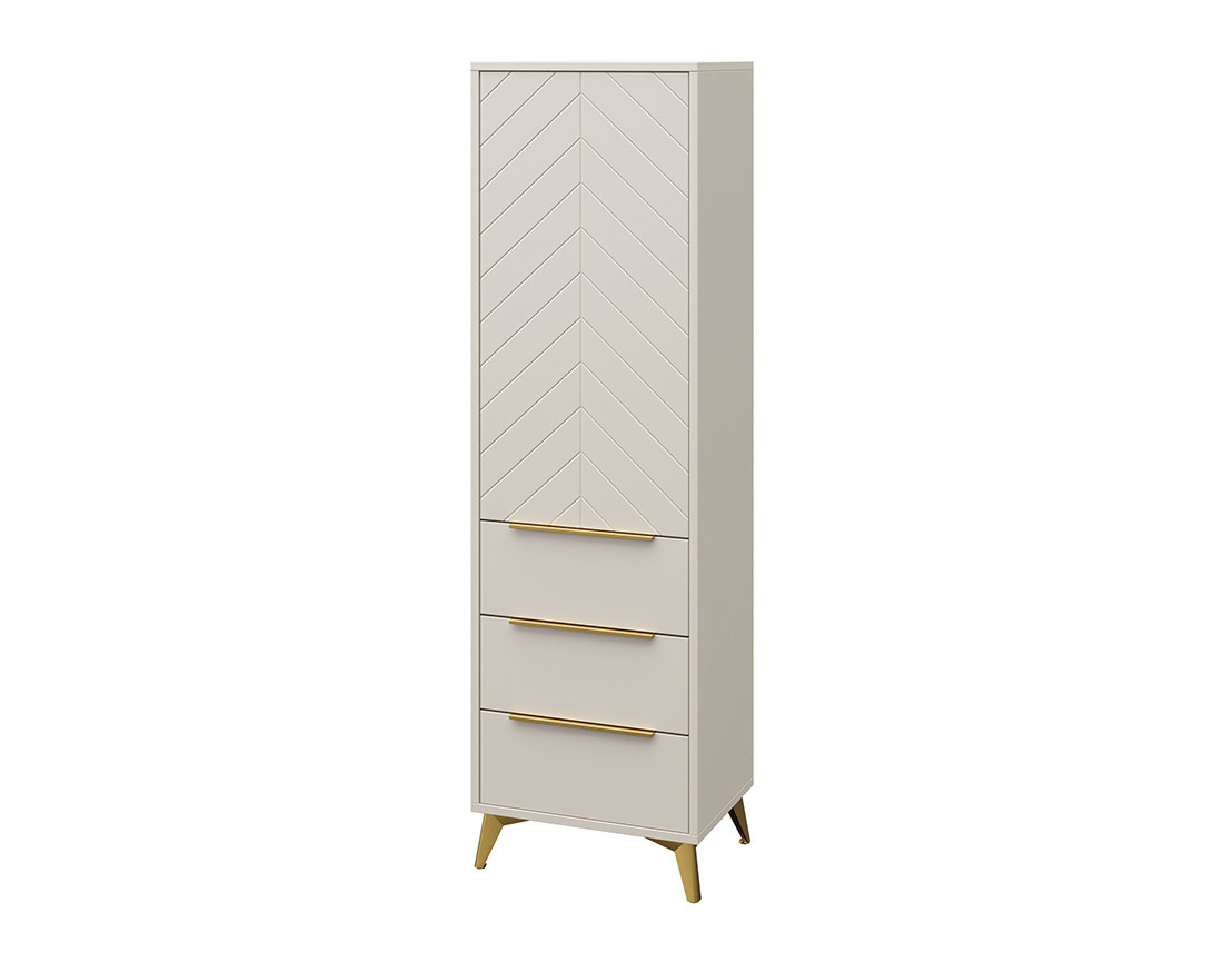 Buffet haut beige 3 tiroirs et 1 porte 54x180 cm Boccioni