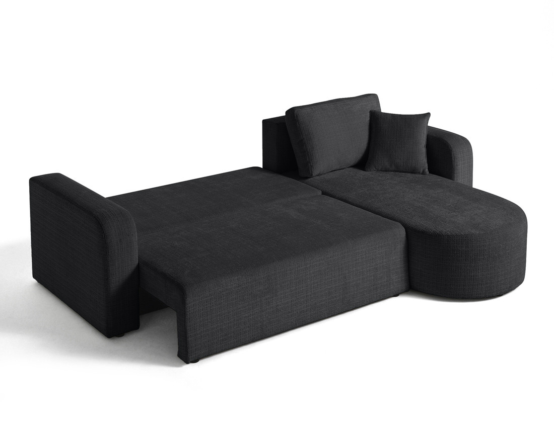 Canapé d'angle réversible 4 places convertible avec coffre en velours texturé Miro