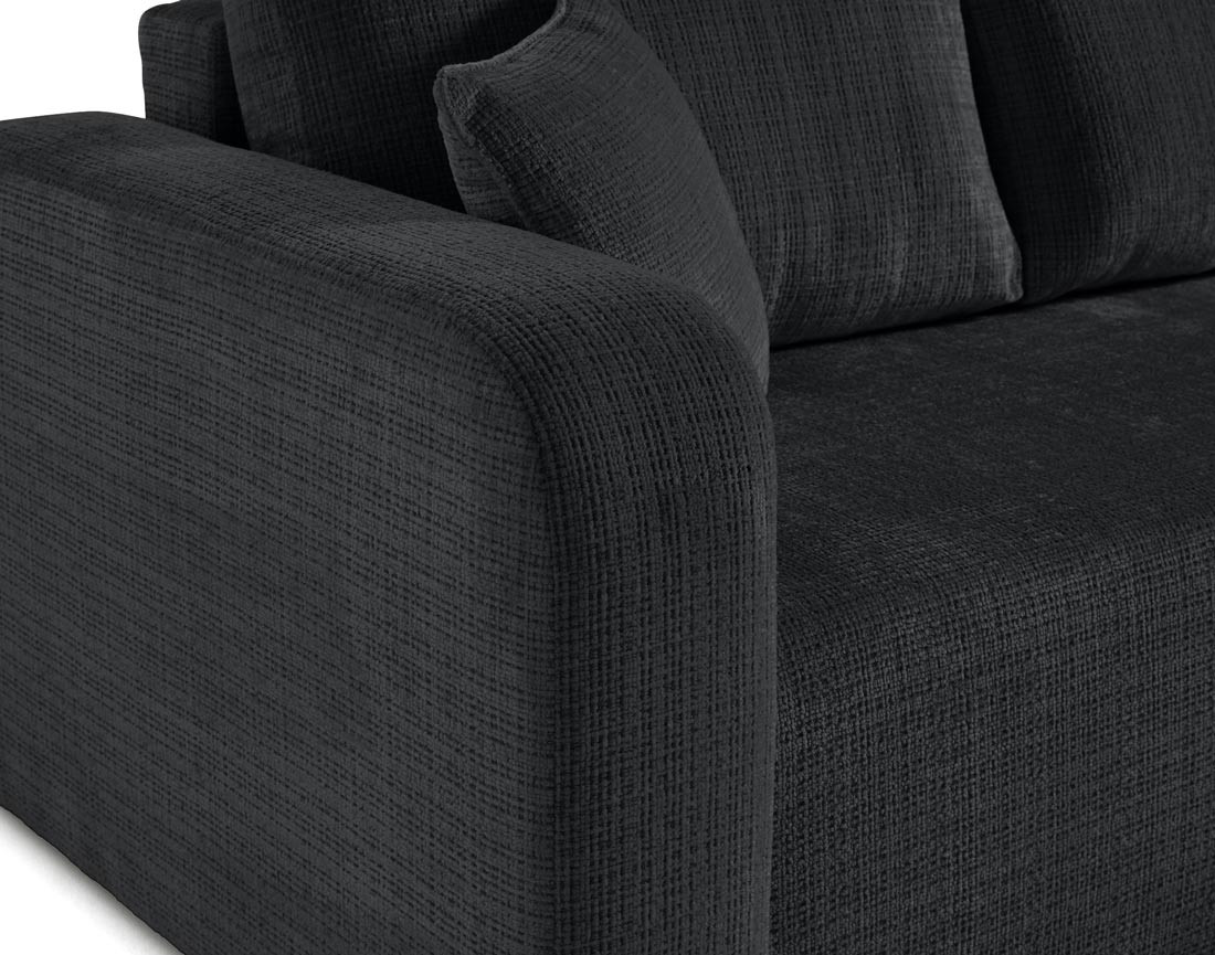 Canapé d'angle réversible 4 places convertible avec coffre en velours texturé Miro