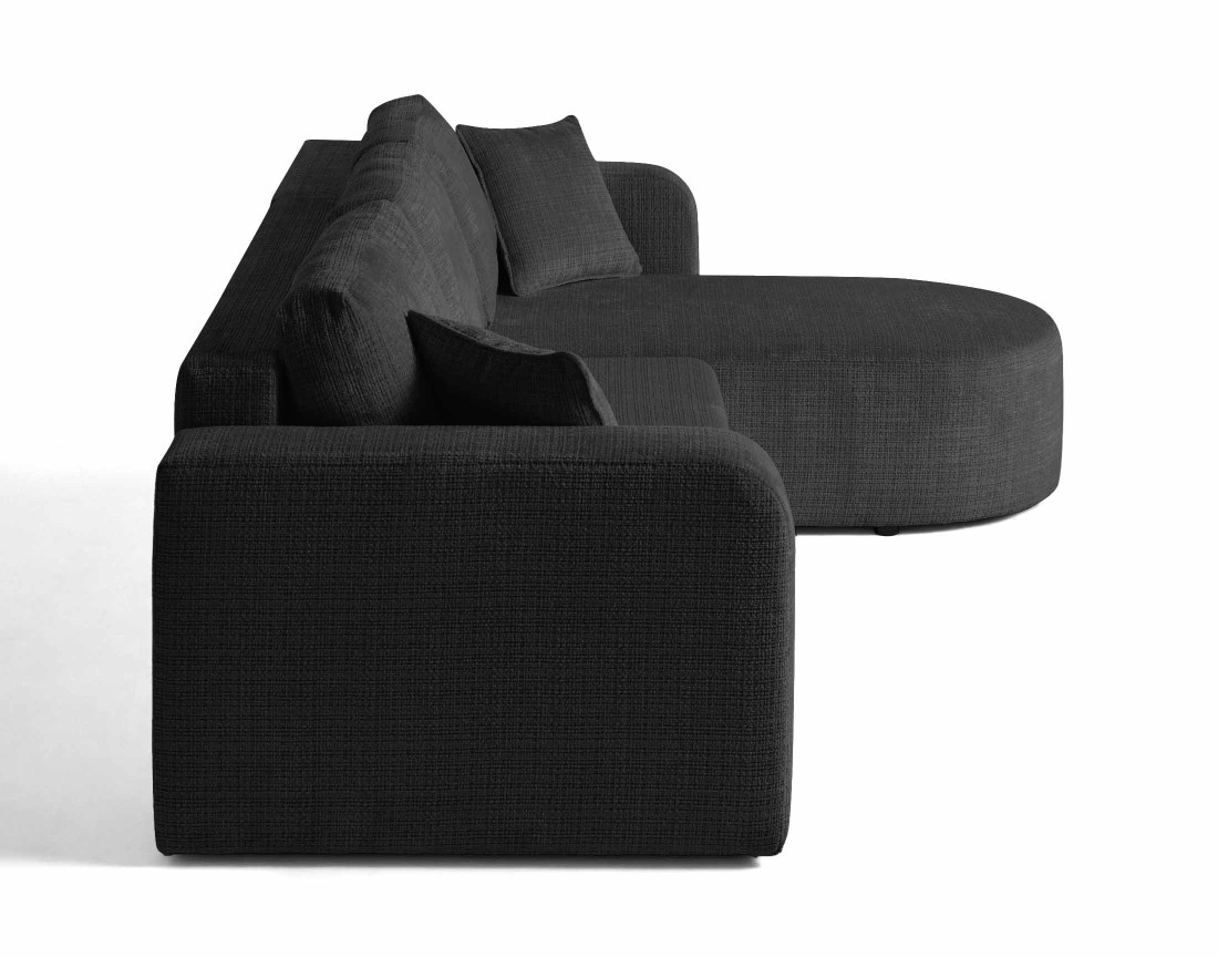 Canapé d'angle réversible 4 places convertible avec coffre en velours texturé Miro