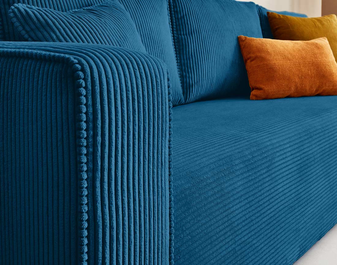 Canapé 3 places convertible avec coffre en velours côtelé Topaze