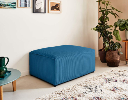 Pouf en velours côtelé Topaze