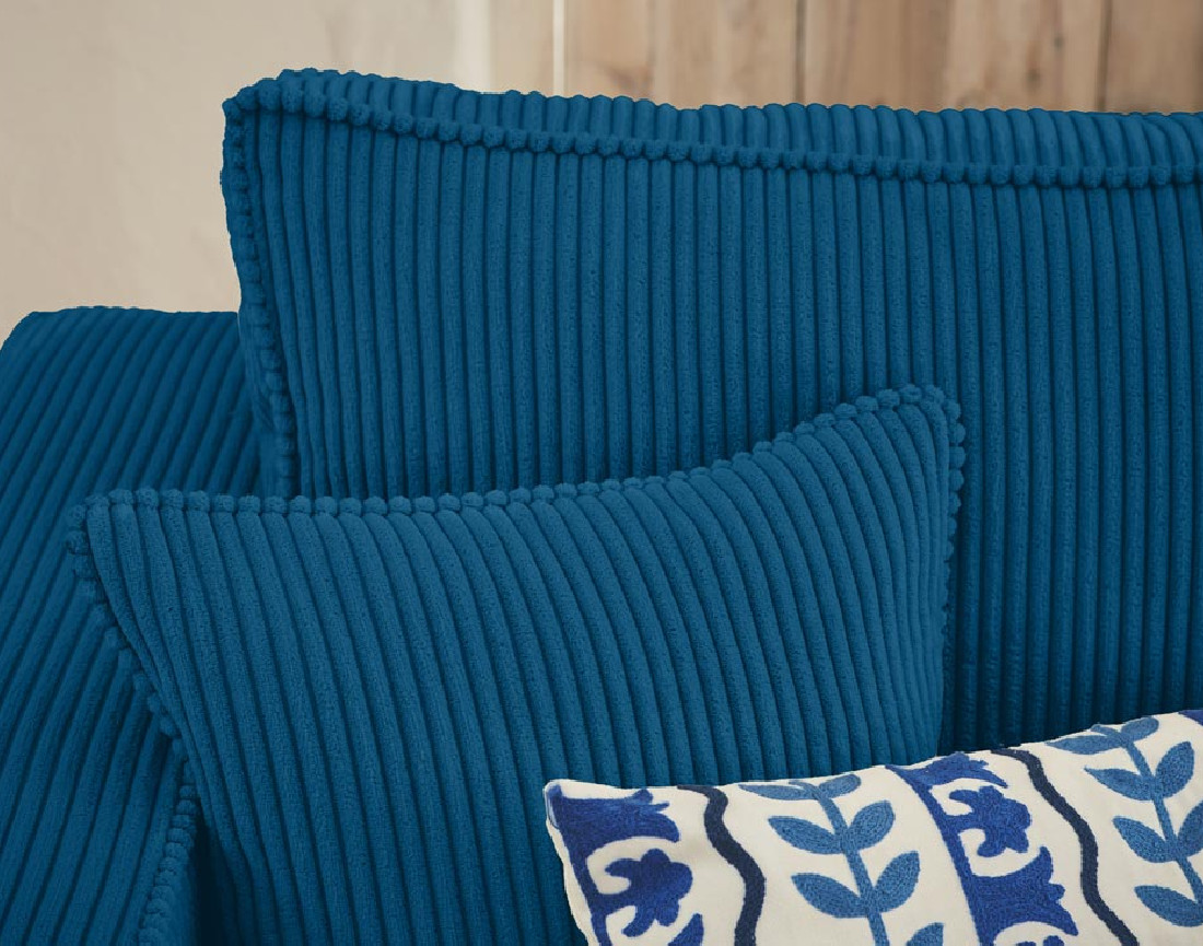 Canapé d'angle réversible 4 places convertible avec coffre en velours côtelé Topaze