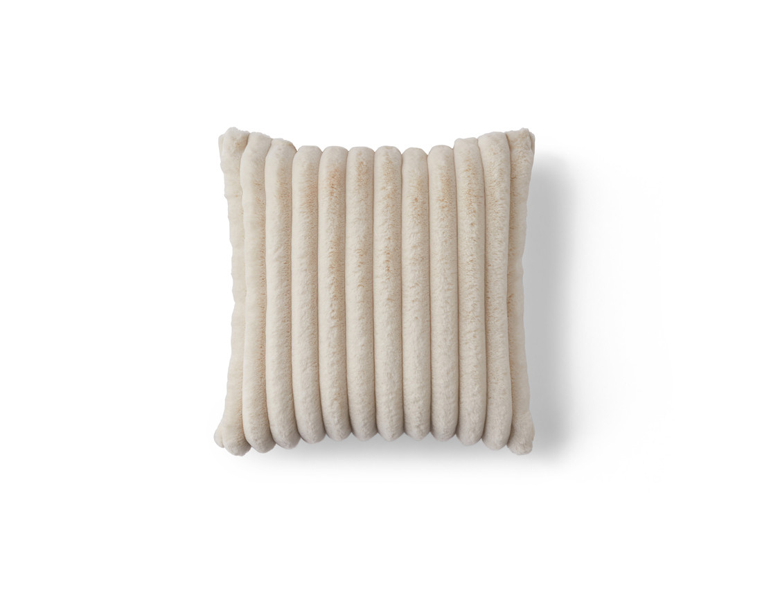 Coussin en fausse fourrure côtelé et velours 40x40 cm Pampelune