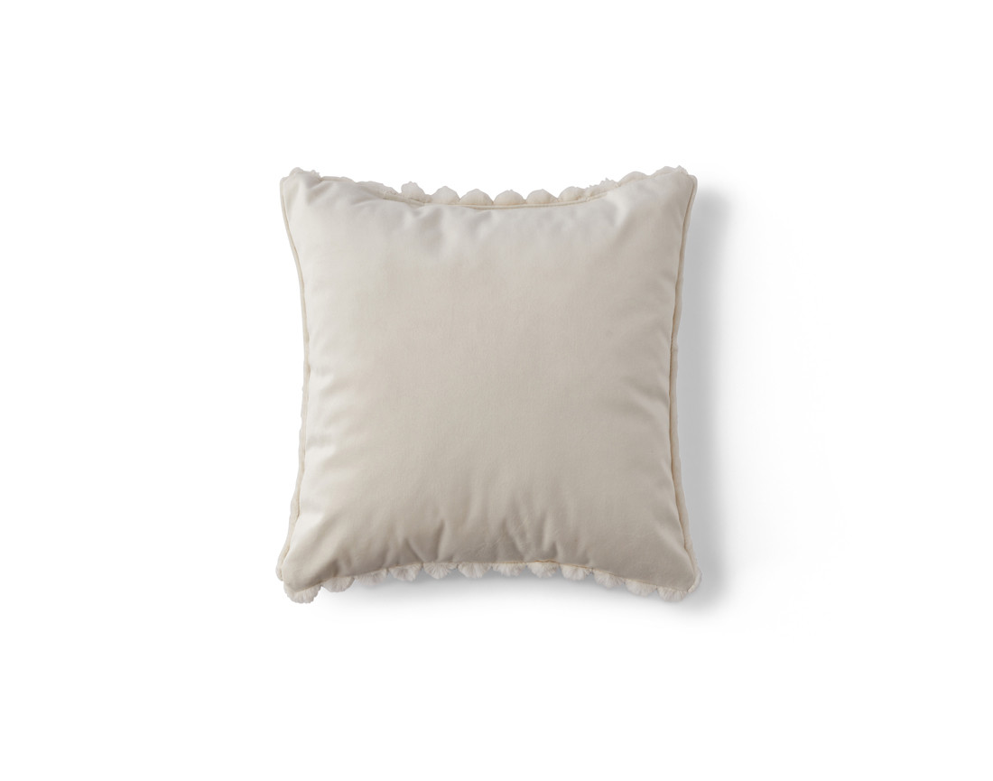 Coussin en fausse fourrure côtelé et velours 40x40 cm Pampelune
