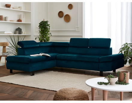 Canapé d'angle convertible 5 places avec têtières Nairobi - Gauche