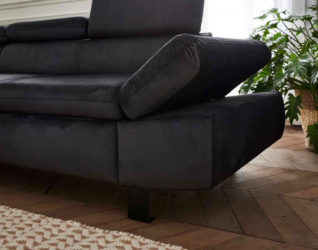 Nairobi - Canapé d'angle convertible - en velours - 5 places - avec têtières - Gauche