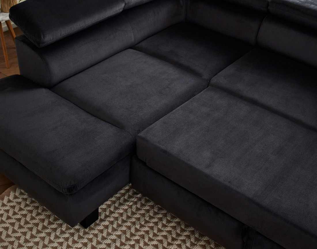 Nairobi - Canapé d'angle convertible - en velours - 5 places - avec têtières - Gauche