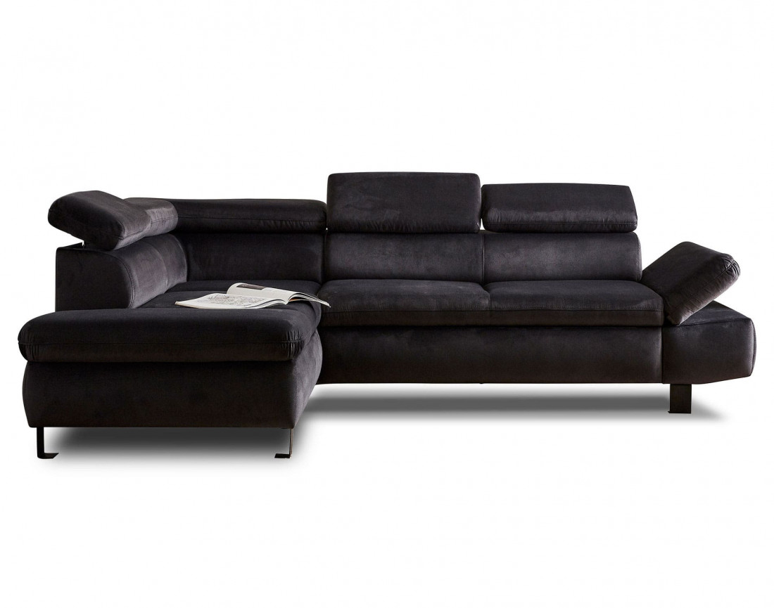 Nairobi - Canapé d'angle convertible - en velours - 5 places - avec têtières - Gauche